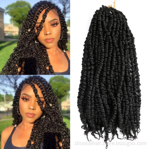 SC Factory best price Passion Twist X2 Braiding Hair Faux Locs Crochet Hair Synthetic 18inch 80g 22 Roots